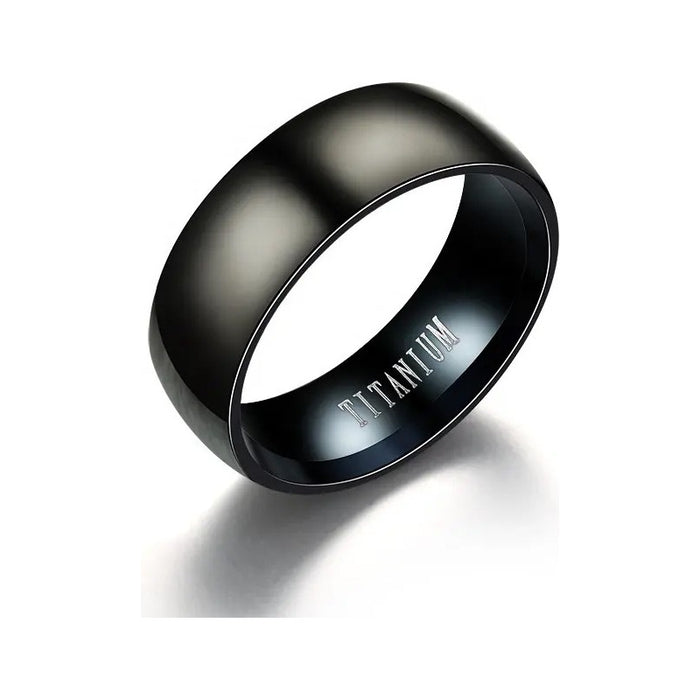 Anillo De Titanio Negro Unisex Clásico Alta Resistencia