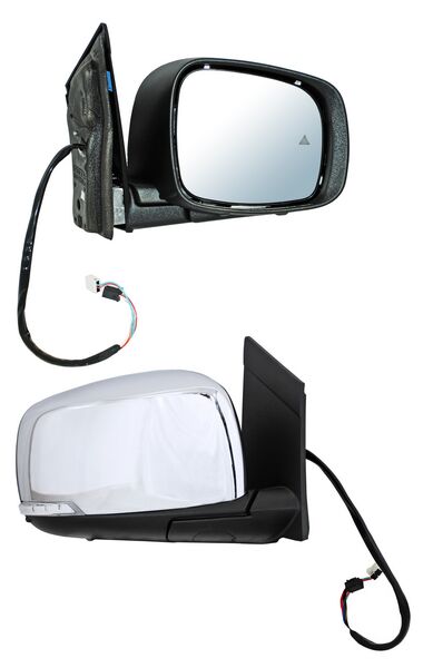 Espejo para Dodge Caravan & para Chrysler Town & Country 2008, 2009, 2010, 2011, 2012, 2013, 2014, 2015, 2016, 2017, 2018, 2019 - Electrico, Cromado, con Desempañador, con Direccional, con Sensor Punto Ciego, Autoabatible, de 11 Pines, Derecho