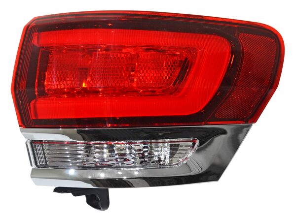 Calavera para Grand Cherokee 2017, 2018, 2019, 2020, 2021 Exterior, Con Foco, Con Moldura Cromada, Oscura, Derecha