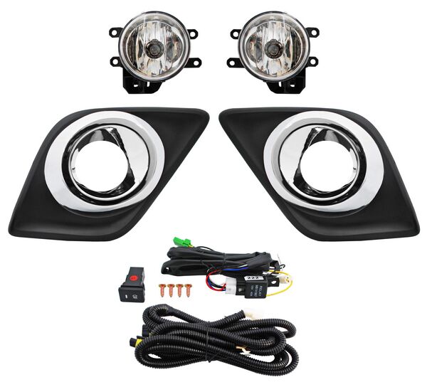 Faro Niebla para Hilux 2016, 2017, 2018, 2019, 2020, 2021, 2022, 2023, 2024, 2025 con Parrilla Filo Centro Exterior Cromado Juego