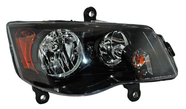 Faro para Chrysler Town & Country 2008, 2009, 2010, 2011, 2012, 2013, 2014, 2015, 2016 & para Dodge Caravan 2011, 2012, 2013, 2014, 2015 - Fondo Negro Derecho