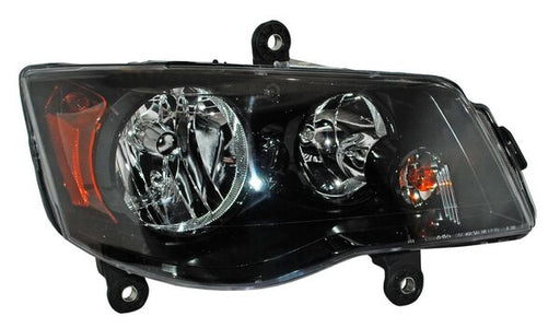Faro para Chrysler Town & Country 2008, 2009, 2010, 2011, 2012, 2013, 2014, 2015, 2016 & para Dodge Caravan 2011, 2012, 2013, 2014, 2015 - Fondo Negro Derecho