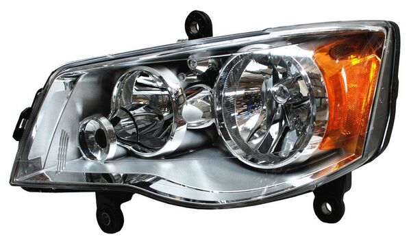 Faro para Chrysler Town & Country 2008, 2009, 2010, 2011, 2012, 2013, 2014, 2015, 2016 & para Dodge Caravan 2011, 2012, 2013, 2014, 2015, 2016, 2017, 2018, 2019, 2020 - Fondo Cromado Izquierdo