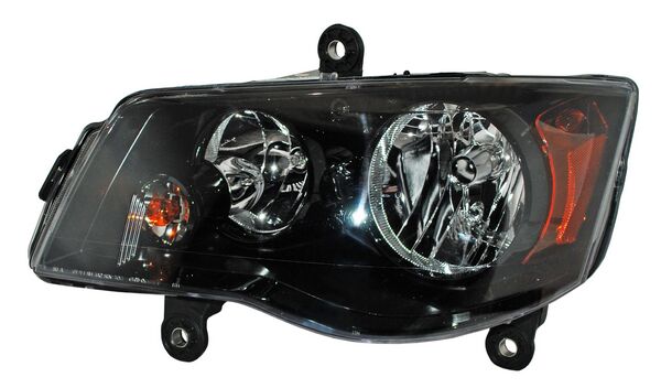 Faro para Chrysler Town & Country 2008, 2009, 2010, 2011, 2012, 2013, 2014, 2015, 2016 & para Dodge Caravan 2011, 2012, 2013, 2014, 2015 - Fondo Negro Izquierdo