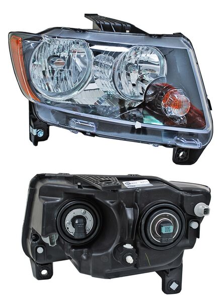Faro para Jeep Compass 2014, 2015, 2016, 2017 - Fondo Negro, Derecho