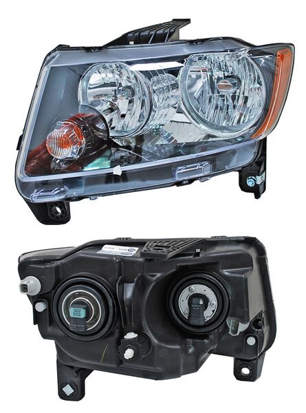 Faro para Jeep Compass 2014, 2015, 2016, 2017 - Fondo Negro, Izquierdo