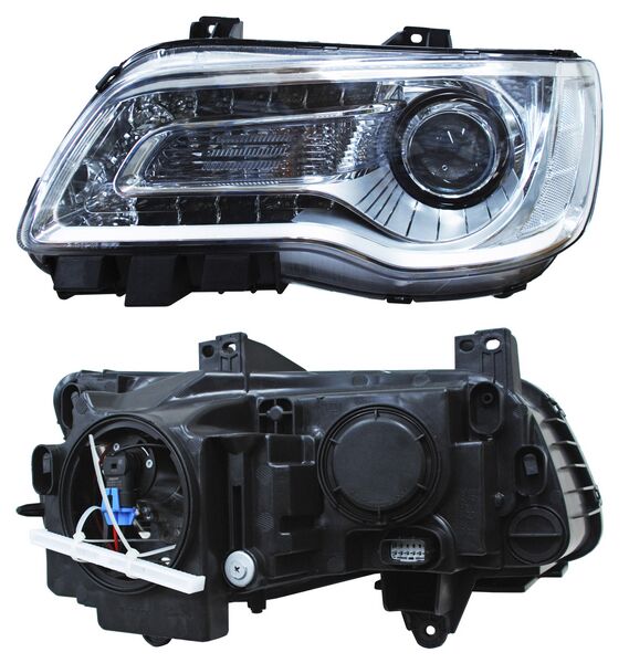 Faro para Chrysler 2015, 2016, 2017 - Fondo Cromado - Izquierdo
