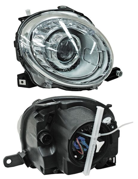 Faro para Fiat 500 2009, 2010, 2011, 2012, 2013, 2014, 2015 Superior Con Lupa, Derecho
