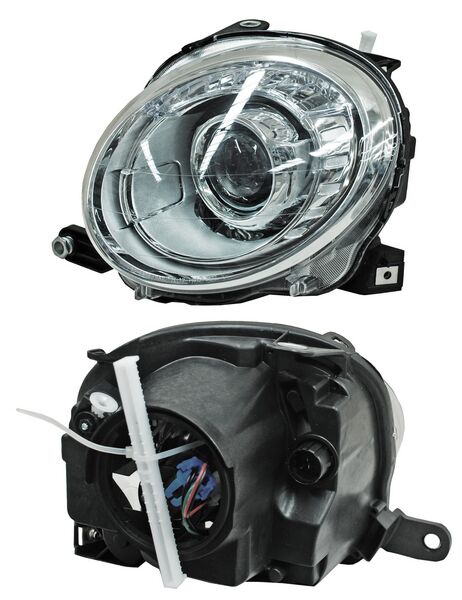Faro para Fiat 500 2009, 2010, 2011, 2012, 2013, 2014, 2015 Superior Con Lupa, Izquierdo