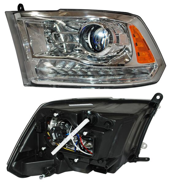 Faro para Dodge Ram 2016, 2017, 2018, 2019 - Fondo Cromado Con Luz de Día, Izquierdo