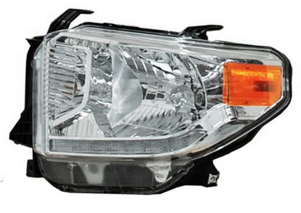Faro para Toyota Tundra 2014, 2015, 2016, 2017 - Fondo Cromado Con Motor, LEDS Izquierdo
