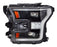 Faro para Camioneta Ford Lobo 2015, 2016, 2017 - Fondo Negro, LEDS, Izquierdo