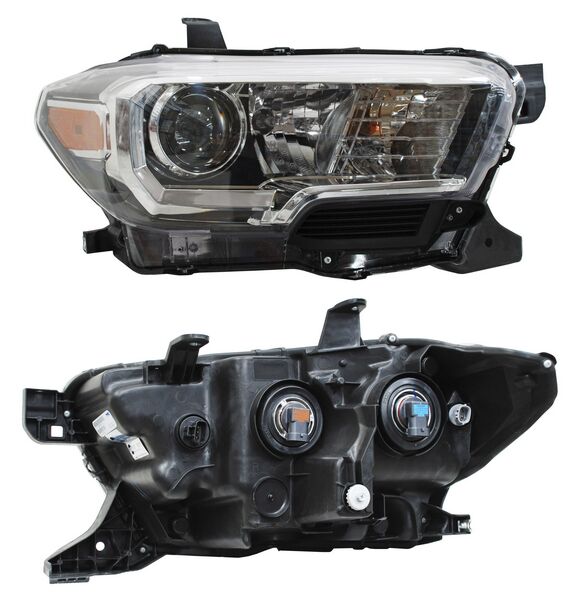 Faro para Toyota Tacoma 2017, 2018, 2019, 2020, 2021, 2022, 2023 - Fondo Negro con Anillo Interior Negro, Derecho