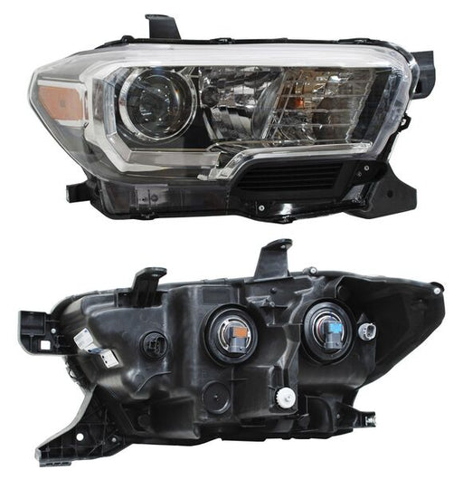 Faro para Toyota Tacoma 2017, 2018, 2019, 2020, 2021, 2022, 2023 - Fondo Negro con Anillo Interior Negro, Derecho