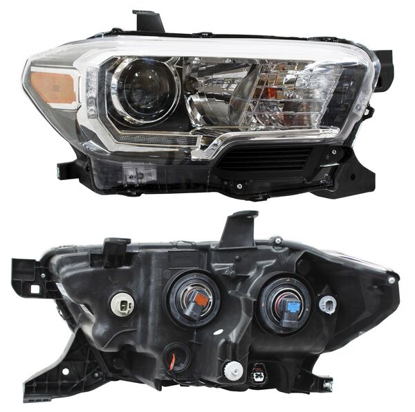 Faro para Toyota Tacoma 2016, 2017, 2018, 2019, 2020, 2021, 2022, 2023 - Fondo Negro, LEDS - Derecho