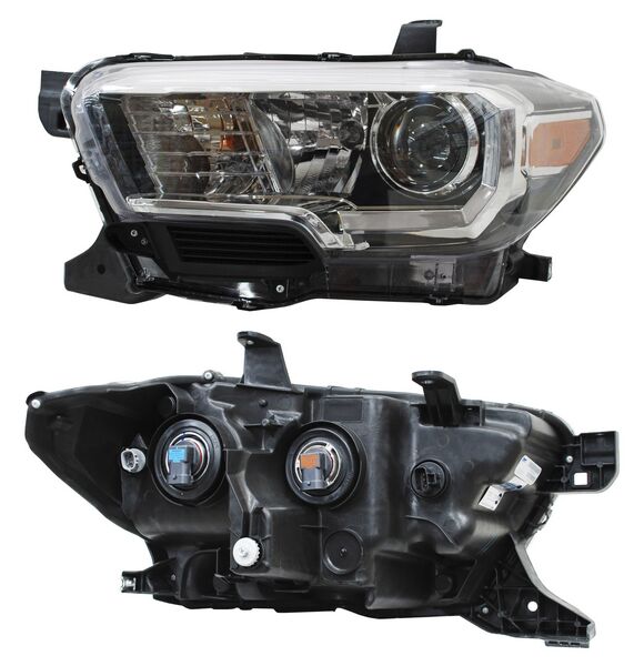 Faro para Toyota Tacoma 2017, 2018, 2019, 2020, 2021, 2022, 2023 - Fondo Negro con Anillo Interior Negro, Izquierdo