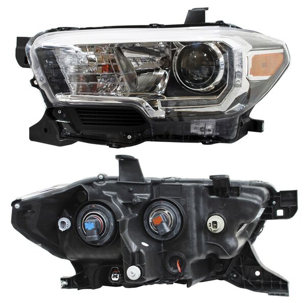 Faro para Toyota Tacoma 2016, 2017, 2018, 2019, 2020, 2021, 2022, 2023 - Fondo Negro, LEDS - Izquierdo