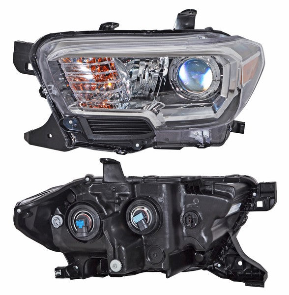 Faro para Toyota Tacoma 2019, 2020, 2021, 2022, 2023 - Fondo Negro con Anillo Interior Cromado Izquierdo