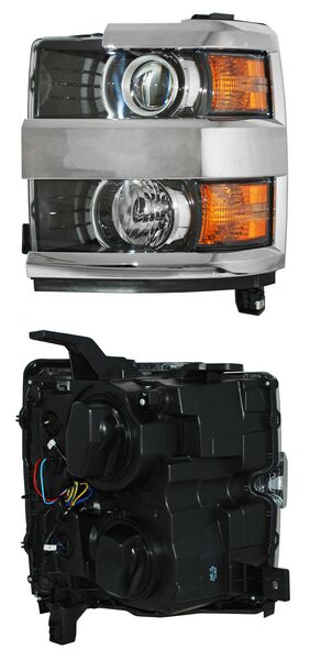Faro para Camioneta Chevrolet Silverado 3500 2015, 2016, 2017, 2018 - Con Lupa, Filo Cromado - Izquierdo