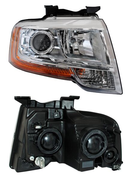 Faro para Ford Expedition 2015, 2016, 2017 - Fondo Cromado Con Lupa, Derecho