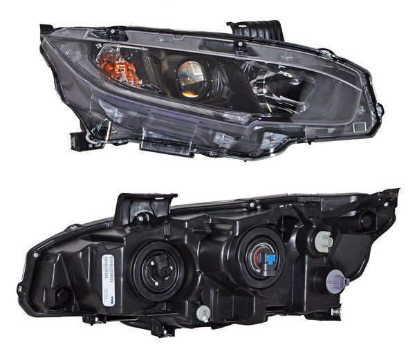 Faro para Honda Civic 2019, 2020, 2021 (Sedan, 4 Puertas) Fondo Negro, Derecho