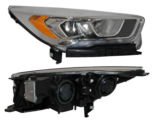 Faro para Ford Escape 2017, 2018, 2019 - Con Luz de Día, Fondo Cromado - Derecho
