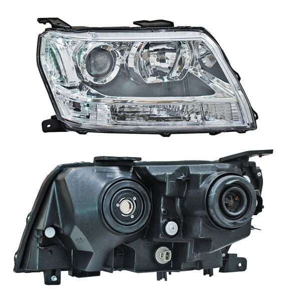 Faro para Suzuki Grand Vitara 2009, 2010, 2011, 2012, 2013, 2014, 2015 Cuarto Blanco Fondo Negro Derecho