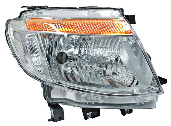 Faro para Ford Ranger 2013, 2014, 2015, 2016 - Fondo Cromado Sin Motor Derecho