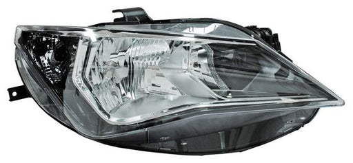 Faro para Seat Ibiza 2013, 2014, 2015, 2016, 2017 Doble As Fondo Cromado Con Motor, Derecho