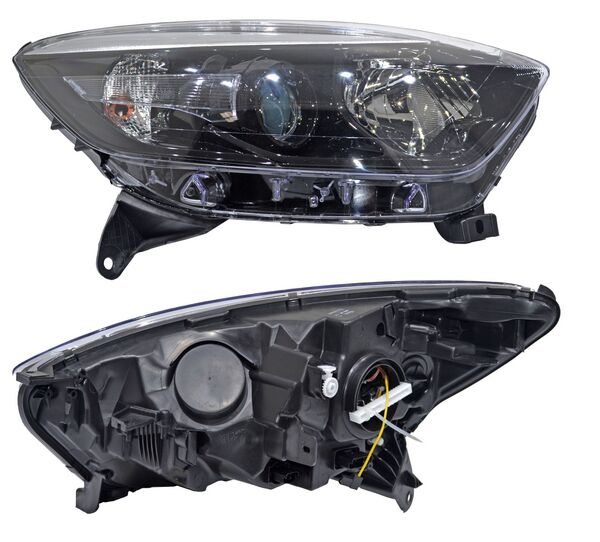 Faro para Renault Captur 2018, 2019, 2020, 2021, 2022 - Fondo Negro Filo Cromado Con Motor, Derecho