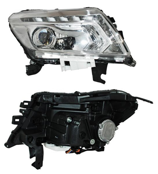 Faro para Camioneta para Nissan NP300 & para Nissan Frontier 2016, 2017, 2018, 2019, 2020 - Fondo Cromado, LEDS - Derecho