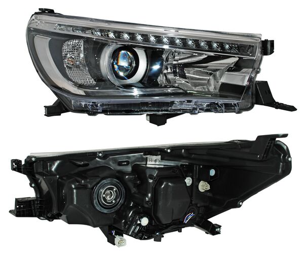 Faro para Hilux 2016, 2017, 2018, 2019, 2020 LEDS, con Lupa, Con Motor, Derecho