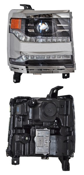 Faro para Camioneta Chevrolet Silverado, Cheyenne 2014, 2015, 2016, 2017, 2018 Filo Cromado, LEDS - Derecho