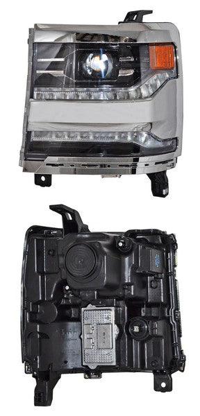 Faro para Camioneta Chevrolet Silverado, Cheyenne 2014, 2015, 2016, 2017, 2018 Filo Cromado, LEDS - Izquierdo
