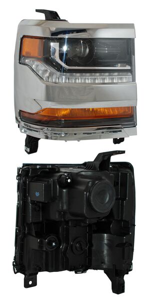 Faro para Camioneta Chevrolet Silverado 2016, 2017, 2018 Filo Cromado, Para Xenon - Derecho