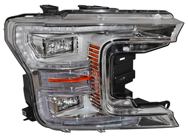 Faro Camioneta Ford Lobo 2018, 2019, 2020 Fondo Cromado LEDS Derecho