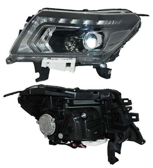 Faro para Nissan NP300 & para Nissan Frontier 2016, 2017, 2018, 2019, 2020 - Fondo Negro, LEDS - Izquierdo