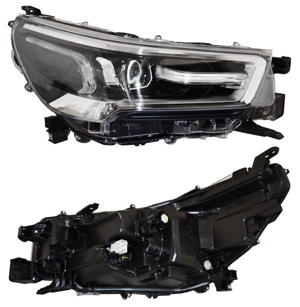Faro para Toyota Hilux 2021, 2022, 2023, 2024, 2025 LEDS, con Filo Cromado, Con Lupa, Con Motor, 4WD, Diesel - Derecho