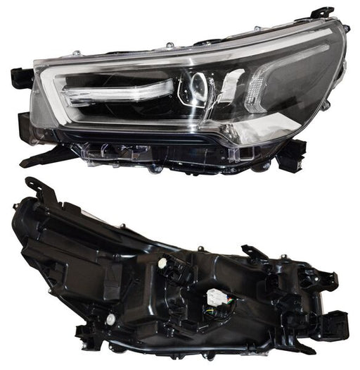 Faro para Toyota Hilux 2021, 2022, 2023, 2024, 2025 LEDS, con Filo Cromado, Con Lupa, Con Motor, 4WD, Diesel - Izquierdo