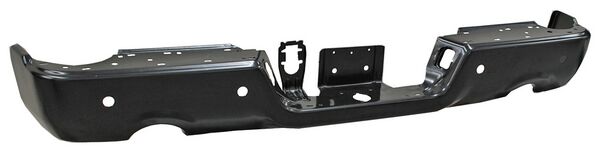Defensa Trasera para Dodge Ram 2009, 2010, 2011, 2012, 2013, 2014, 2015, 2016, 2017, 2018, 2019 - Negra Sin Hules, Con Hoyos Para Sensores, Para 2 Escapes