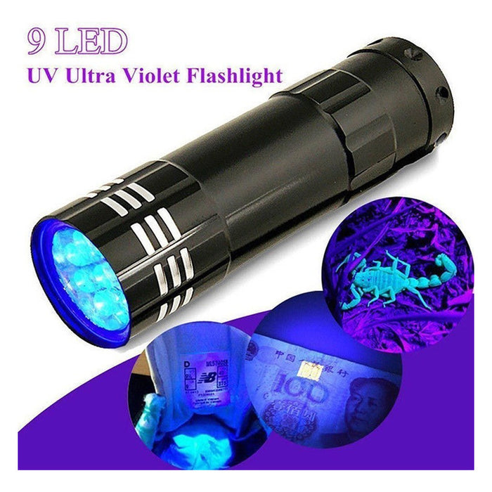 Linterna Aluminio Uv Ultravioleta Luz Negra 9 Led - Roja
