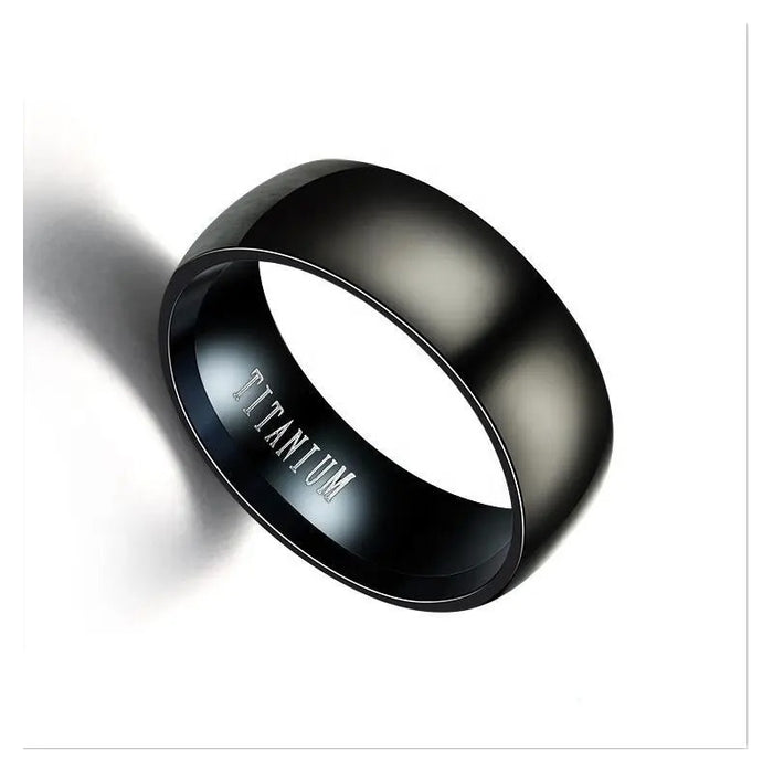 Anillo De Titanio Negro Unisex Clásico Alta Resistencia
