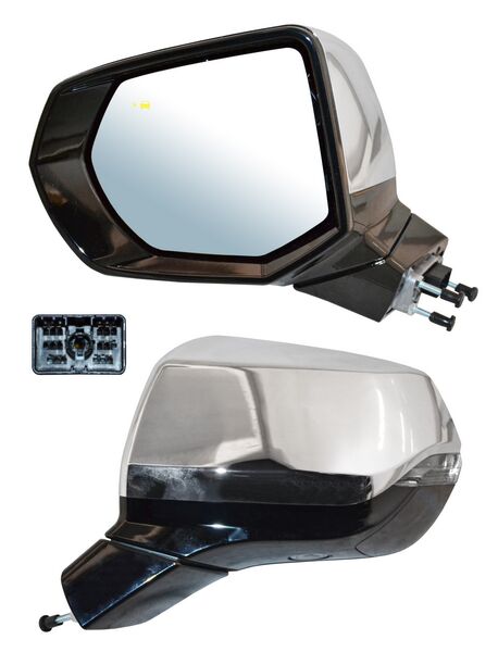 Espejo para Chevrolet Tahoe & Yukon 2021, 2022, 2023 - Electrico, Cromado, con Sensor Punto Ciego, con Direccional, con Memoria, con luz inferior, Autoabatible con Desempañador, 14 Pines - Izquierdo