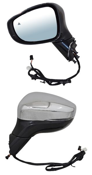Espejo para Chrysler Pacifica 2017, 2018, 2019, 2020, 2021, 2022 Electrico Cromado Base Negra con Desempañador, con Direccional, con Sensor Punto Ciego, de 9 Pines - Izquierdo
