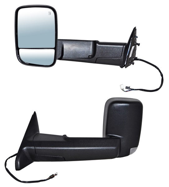 Espejo para Dodge Ram 1500, 2500, 3500, 4000 2013, 2014, 2015, 2016 - Electrico Texturizado, Telescopico con luz inferior, con Direccional, con Desempañador, con Sensor Temperatura, de 12 Pines, Izquierdo