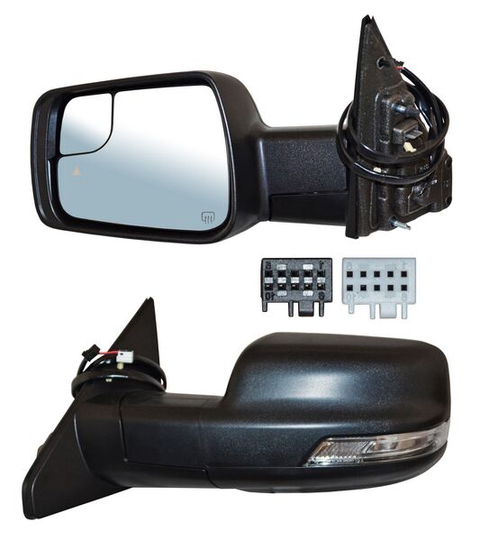 Espejo para Dodge Ram 2019, 2020, 2021, 2022, 2023, 2024, 2025 - Electrico Texturizado, con Desempañador, con Sensor y Punto Ciego, con Direccional, con luz inferior, de 11 Pines - Izquierdo