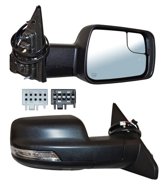 Espejo para Dodge Ram 2019, 2020, 2021, 2022, 2023, 2024, 2025 - Electrico Texturizado, con Desempañador, con Sensor y Punto Ciego, con Direccional, con luz inferior, de 11 Pines - Derecho