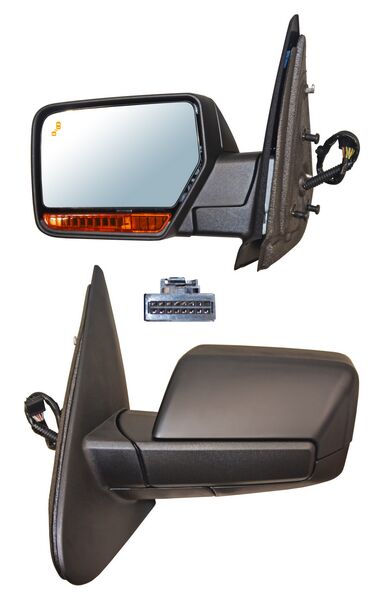 Espejo para Ford Expedition 2007, 2008, 2009, 2010, 2011, 2012, 2013, 2014, 2015, 2016, 2017 Electrico, Para Pintar, con Luz inferior, con Direccional, Autoabatible con Sensor Punto Ciego, con Memoria, con Desempañador, 15 Pines - Izquierdo