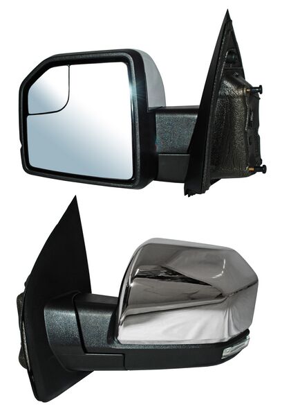 Espejo para Camioneta Ford & F150 2015, 2016, 2017, 2018, 2019, 2020 - Electrico, Cromado, con Luz inferior, LED con Memoria, con Direccional, con Desempañador, con Punto Ciego, Autoabatible, de 15 Pines - Izquierdo