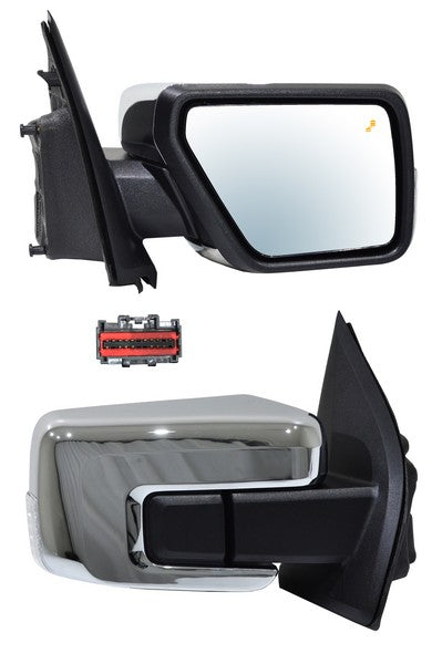 Espejo para Camioneta para Ford Lobo, F150 2021, 2022, 2023, 2024 - Electrico, Cromado, con Direccional, con Desempañador, con luz inferior, con Sensor Punto Ciego, con Sensor de Temperatura, con Memoria Autoabatible, de 16 Pines - Derecho